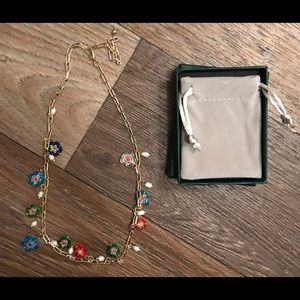 New 18kt gold plated glass flower beaded necklace by McClobing